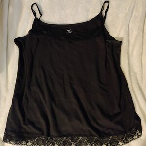 CJ Banks Black Lace Trimmed Cami Size 3x